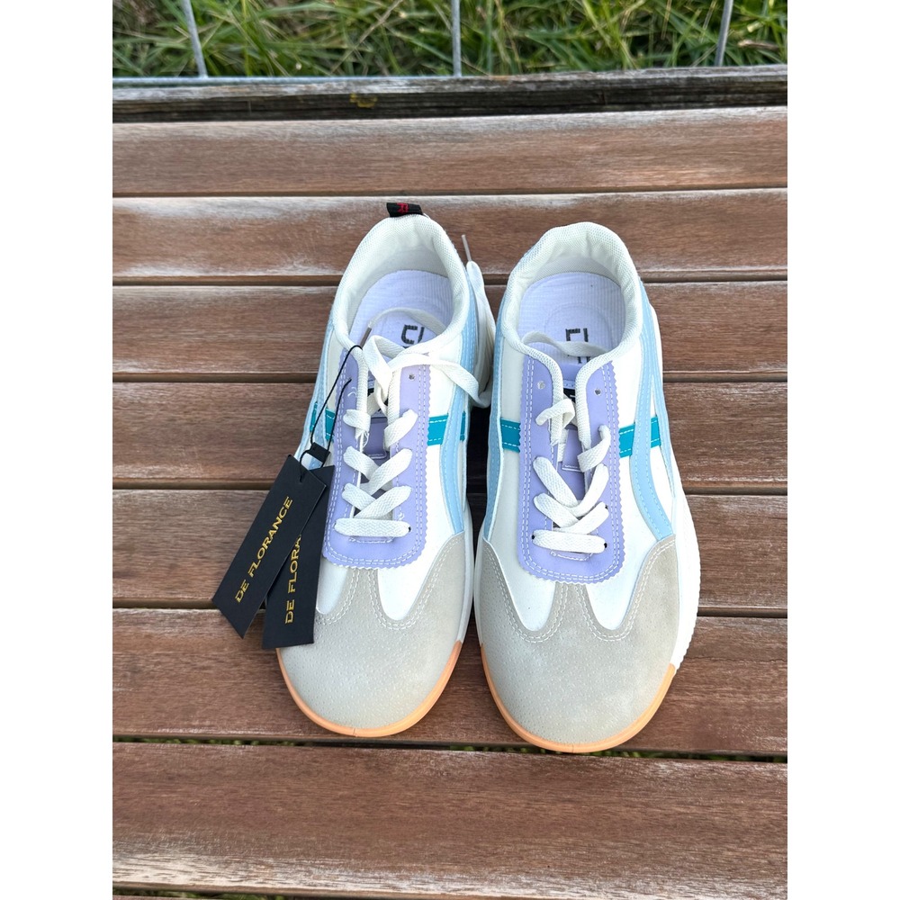 De Florance Womens 9 Multi Color‎ Suede Platform Sneakers Italian Design NEW
